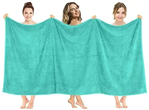 American Soft Linen Oversized Bath Sheet 40x80 Extra Large for Bathroom, 600 GSM 100% Cotton Turkish Jumbo Bathsheet Towels for Adults, Turquoise Bath Sheet 