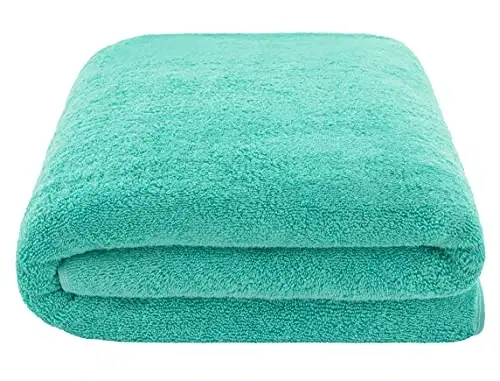 American Soft Linen 100% Cotton 600 GSM Turkish 40x80 Oversized Bath Towel Sheet, Extra Large Adult Towels for Bathroom, Turquoise Bath Sheet - 3