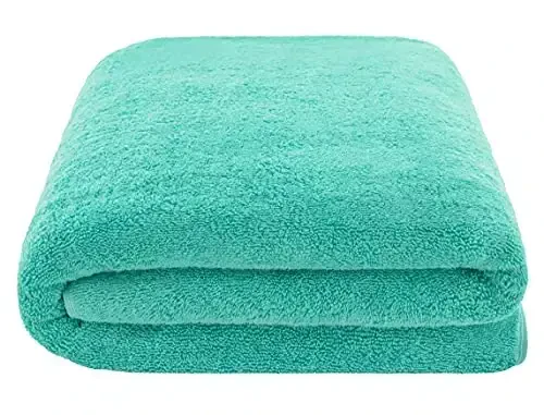 American Soft Linen Oversized Bath Sheet 40x80 Extra Large for Bathroom, 600 GSM 100% Cotton Turkish Jumbo Bathsheet Towels for Adults, Turquoise Bath Sheet - 3