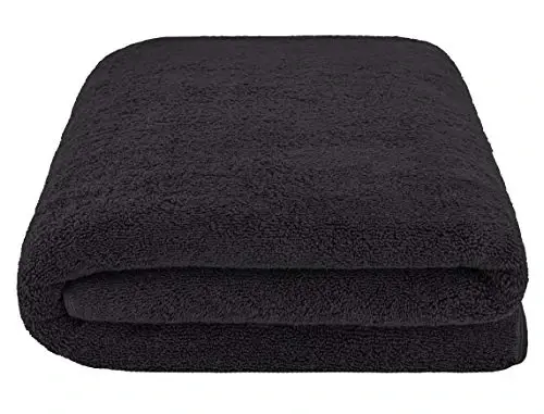 American Soft Linen Oversized Bath Sheet 40x80 Extra Large for Bathroom, 600 GSM 100% Cotton Turkish Jumbo Bathsheet Towels for Adults, Black Bath Sheet - 3