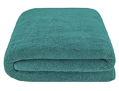 American Soft Linen Oversized Bath Sheet 40x80 Extra Large for Bathroom, 600 GSM 100% Cotton Turkish Jumbo Bathsheet Towels for Adults, Teal Bath Sheet - 3