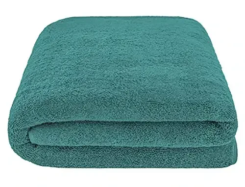 American Soft Linen Oversized Bath Sheet 40x80 Extra Large for Bathroom, 600 GSM 100% Cotton Turkish Jumbo Bathsheet Towels for Adults, Teal Bath Sheet - 3