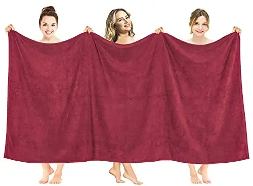 American Soft Linen 100% Cotton 600 GSM Turkish 40x80 Oversized Bath Towel Sheet, Extra Large Adult Towels for Bathroom, Bordeaux Red Bath Sheet - 1
