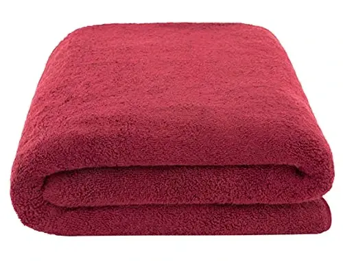 American Soft Linen Oversized Bath Sheet 40x80 Extra Large for Bathroom, 600 GSM 100% Cotton Turkish Jumbo Bathsheet Towels for Adults Bordeaux Red Bath Sheet - 3