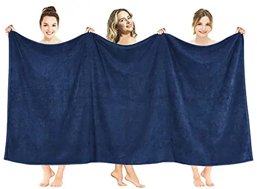American Soft Linen Oversized Bath Sheet 40x80 Extra Large for Bathroom, 600 GSM 100% Cotton Turkish Jumbo Bathsheet Towels for Adults, Navy Blue Bath Sheet 
