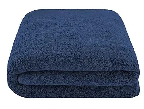 American Soft Linen 100% Cotton 600 GSM Turkish 40x80 Oversized Bath Towel Sheet, Extra Large Adult Towels for Bathroom, Navy Blue Bath Sheet - 3