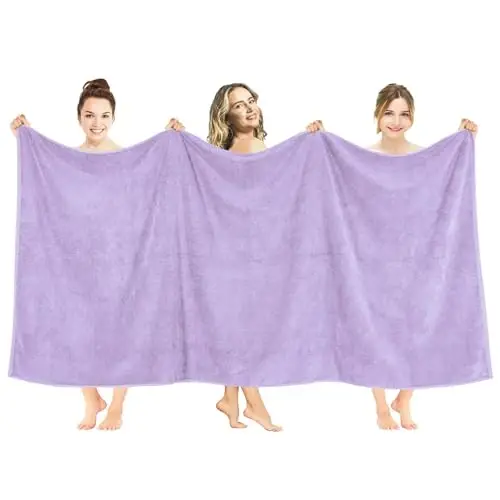 American Soft Linen 100% Cotton 600 GSM Turkish 40x80 Oversized Bath Towel Sheet, Extra Large Adult Towels for Bathroom, Lilac Bath Sheet - 1