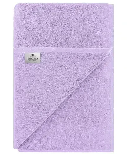 American Soft Linen Oversized Bath Sheet 40x80 Extra Large for Bathroom, 600 GSM 100% Cotton Turkish Jumbo Bathsheet Towels for Adults, Lilac Bath Sheet - 6