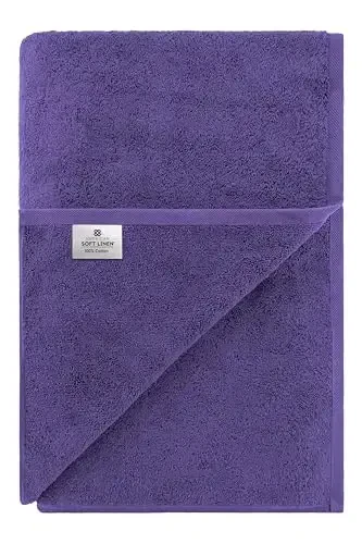 American Soft Linen Oversized Bath Sheet 40x80 Extra Large for Bathroom, 600 GSM 100% Cotton Turkish Jumbo Bathsheet Towels for Adults, Purple Bath Sheet - 6