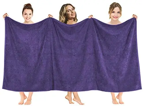 American Soft Linen Oversized Bath Sheet 40x80 Extra Large for Bathroom, 600 GSM 100% Cotton Turkish Jumbo Bathsheet Towels for Adults, Purple Bath Sheet - 1