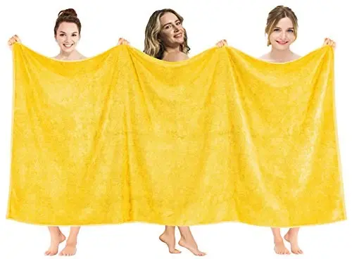 American Soft Linen 100% Cotton 600 GSM Turkish 40x80 Oversized Bath Towel Sheet, Extra Large Adult Towels for Bathroom, Yellow Bath Sheet 