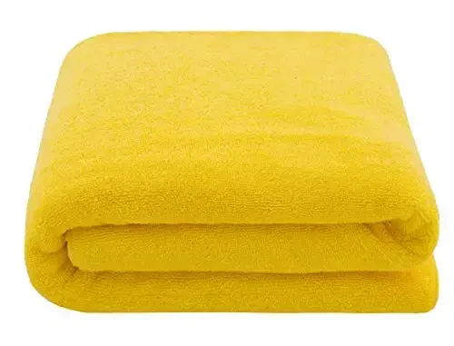 American Soft Linen Oversized Bath Sheet 40x80 Extra Large for Bathroom, 600 GSM 100% Cotton Turkish Jumbo Bathsheet Towels for Adults, Yellow Bath Sheet - 3