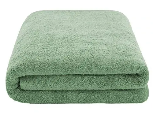 American Soft Linen Oversized Bath Sheet 40x80 Extra Large for Bathroom, 600 GSM 100% Cotton Turkish Jumbo Bathsheet Towels for Adults, Sage Green - 3