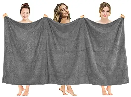American Soft Linen Oversized Bath Sheet 40x80 Extra Large for Bathroom, 600 GSM 100% Cotton Turkish Jumbo Bathsheet Towels for Adults, Dark Gray Bath Sheet 
