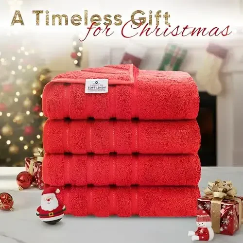 American Soft Linen Luxury 4 Piece Bath Towel Set, 600 GSM 100% Cotton Turkish Bath Towels for Bathroom, 27x54 in Large Bathroom Shower Towels, Red - AMERICAN SOFT LINEN (1)