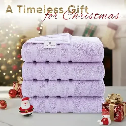 American Soft Linen Luxury 4 Piece Bath Towel Set, 600 GSM 100% Cotton Turkish Bath Towels for Bathroom, 27x54 in Extra Large Bathroom Shower Towels, Lilac - AMERICAN SOFT LINEN (1)