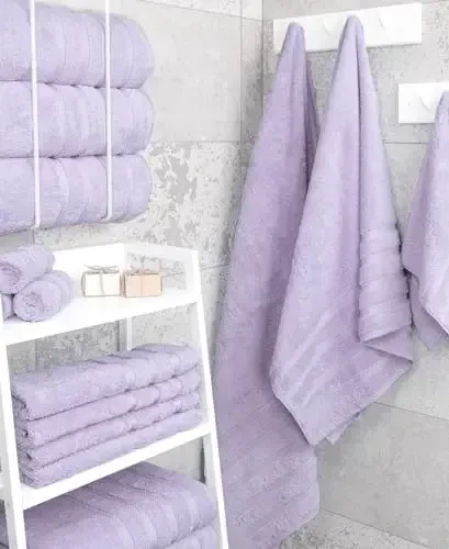 American Soft Linen Luxury 4 Piece Bath Towel Set, 600 GSM 100% Cotton Turkish Bath Towels for Bathroom, 27x54 in Extra Large Bathroom Shower Towels, Lilac - 3