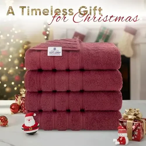 American Soft Linen Luxury 4 Piece Bath Towel Set, 600 GSM 100% Cotton Turkish Bath Towels for Bathroom 27x54 in Extra Large Bathroom Shower Towels, Bordeaux Red - AMERICAN SOFT LINEN (1)