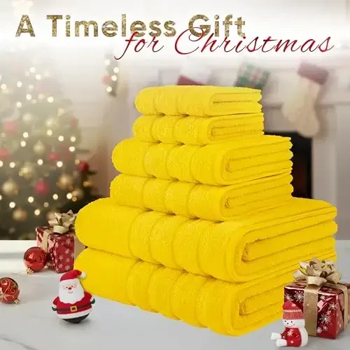 American Soft Linen Luxury 6 Piece Towel Set, 2 Bath Towels 2 Hand Towel 2 Washcloths, 600 GSM 100% Cotton Turkish Towels for Bathroom, Yellow Towel Sets - AMERICAN SOFT LINEN (1)