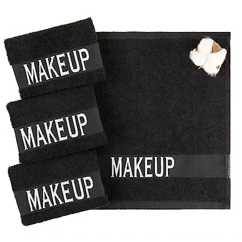 American Soft Linen, Makeup Remover Face Cloth, 100% Cotton Makeup Towels, 4 Packed Face Towels, 12x12 inches, Black - AMERICAN SOFT LINEN