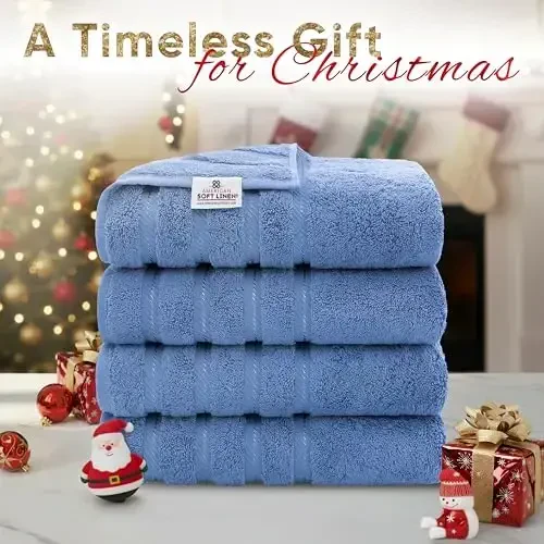 American Soft Linen Luxury 4 Piece Bath Towel Set, 600 GSM 100% Cotton Turkish Bath Towels for Bathroom, 27x54 in Extra Large Bathroom Shower Towels, Electric Blue - AMERICAN SOFT LINEN (1)