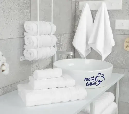 American Soft Linen Luxury 6 Piece Towel Set, 2 Bath Towels 2 Hand Towel 2 Washcloths, 600 GSM 100% Cotton Turkish Towels for Bathroom, White Towel Sets - 3