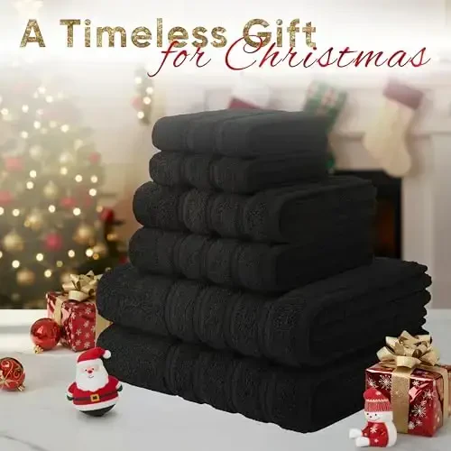 American Soft Linen Luxury 6 Piece Towel Set, 2 Bath Towels 2 Hand Towel 2 Washcloths, 600 GSM 100% Cotton Turkish Towels for Bathroom, Black Towel Sets - AMERICAN SOFT LINEN (1)