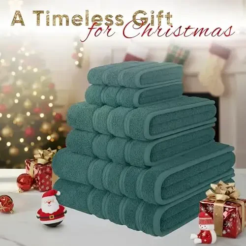 American Soft Linen Luxury 6 Piece Towel Set, 2 Bath Towels 2 Hand Towel 2 Washcloths, 600 GSM 100% Cotton Turkish Towels for Bathroom, Teal Towel Sets - AMERICAN SOFT LINEN (1)