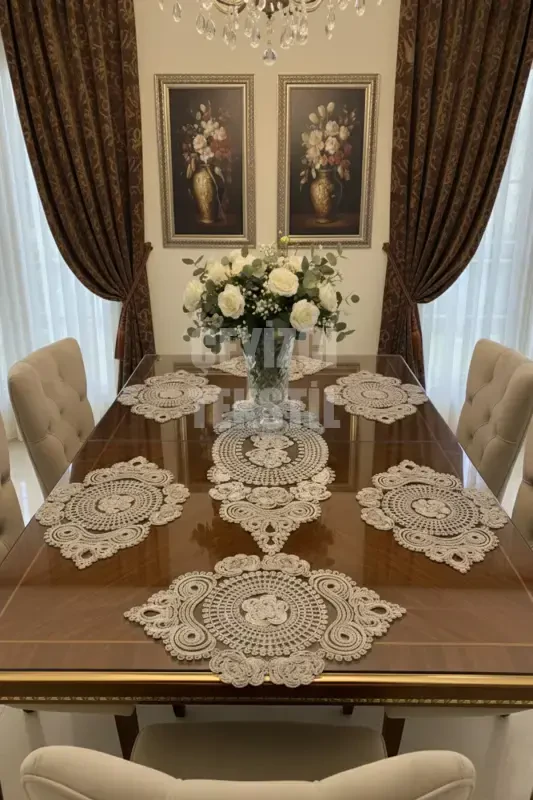 Американский Сервис, 1 Раннер 6 Подставок Обеденный Сервировочный Набор, Скатерть, Сервировочный Набор - Кофе - 1