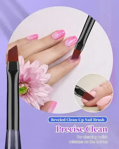 AMilHiTon for OPI Nail Polish Remover Brush, 3PCS Nail Art Clean Up Brushes, Round/Angled/flat Acetone Resistant Gel Nails Art Designs and Tidying Up Polish Mishaps on Cuticles - 5