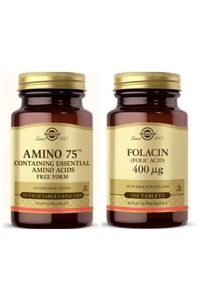 Amino 75 (Essential Amino) 30 Capsules + Folic Acid 400 Mcg 100 Tablets - 1