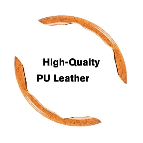 Amiss Car Wood Grain Steering Wheel Cover, Car Interior Accessories, 2PCS Segmented & Butterfly Design, Universal 99% Vehicle Wheel Cover Protector (Yellow) - AMISS (1)