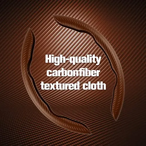 Amiss 2pcs Carbon Fiber Anti-Skid Steering Wheel Cover, Waterproof & Segmented Butterfly Design, Universal 99% Vehicle Wheel Cover Protector, Car Interior Accessories (Champagne) - 3