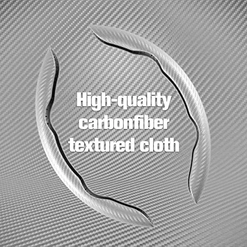 Amiss 2pcs Carbon Fiber Anti-Skid Steering Wheel Cover, Waterproof & Segmented Butterfly Design, Universal 99% Vehicle Wheel Cover Protector, Car Interior Accessories (White) - 3