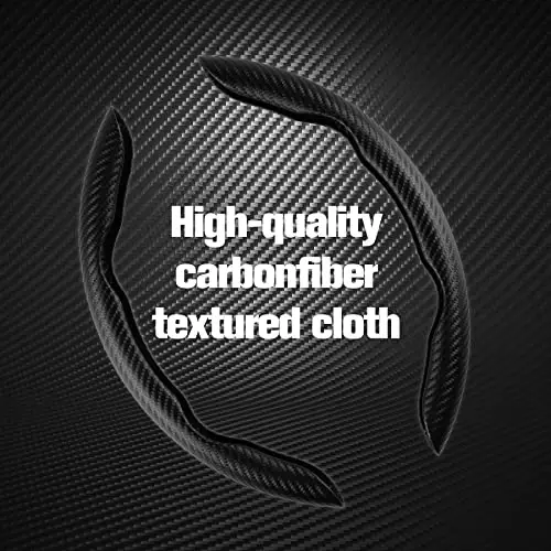 Amiss 2pcs Carbon Fiber Anti-Skid Steering Wheel Cover, Waterproof & Segmented Butterfly Design, Universal 99% Vehicle Wheel Cover Protector, Car Interior Accessories, (Black) - 3
