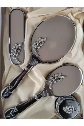 Amor Woman Bridal Gift Mirror Comb Set 400-2-A. COFFEE - 1