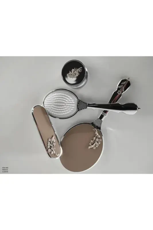 Amor Woman Bridal Gift Mirror Comb Set 400-2-A. COFFEE - 2