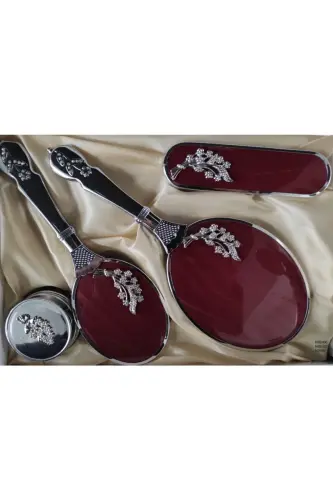 Amor Woman Gelin Hediyelik Ayna Tarak Seti 400-2-BORDO - AMOR WOMEN AYNA TARAK (1)