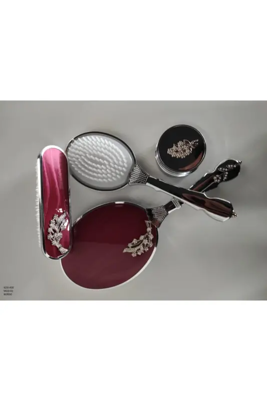 Amor Woman Gelin Hediyelik Ayna Tarak Seti 400-2-BORDO - 3
