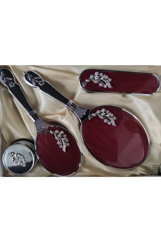 Amor Woman Gelin Hediyelik Ayna Tarak Seti 400-2-BORDO - 2