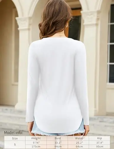 Amoretu Womens T Shirts V Neck Short Sleeve Tshirt Basic Tee Curved Hem Tops - 6