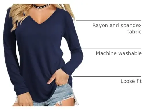 Amoretu Womens T Shirts V Neck Short Sleeve Tshirt Basic Tee Curved Hem Tops - AMORETU (1)