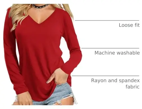 Amoretu Womens T Shirts V Neck Short Sleeve Tshirt Basic Tee Curved Hem Tops - 3