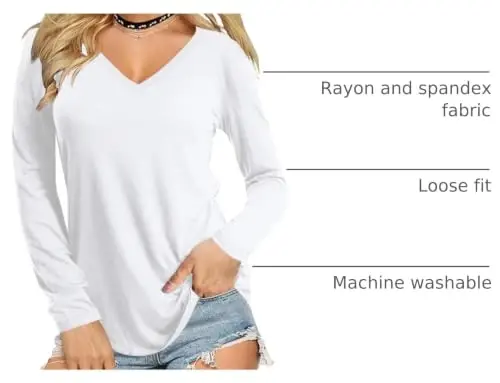 Amoretu Womens T Shirts V Neck Short Sleeve Tshirt Basic Tee Curved Hem Tops - AMORETU (1)