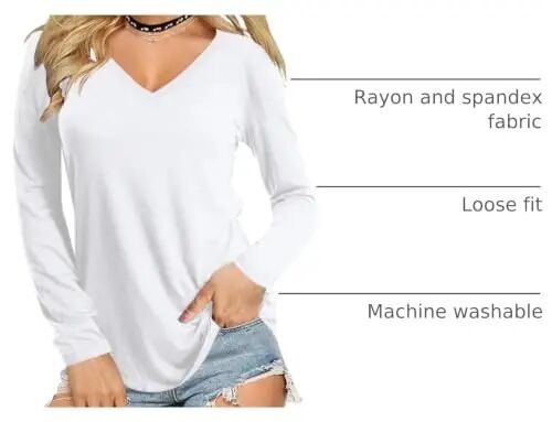 Amoretu Womens T Shirts V Neck Short Sleeve Tshirt Basic Tee Curved Hem Tops - 2
