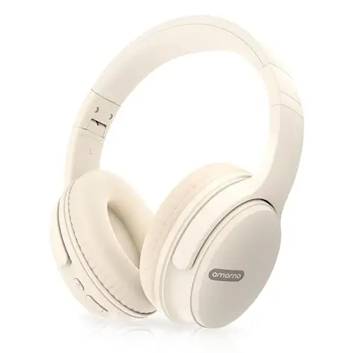 AMORNO Bluetooth quloqchinlari, 68 soat ijro etish vaqti simsiz quloqchinlar mikrofon bilan, katlanadigan sozlanishi engil HiFi stereo гарнитура mobil telefon/kompyuter/ish/sayohat uchun (oq) 