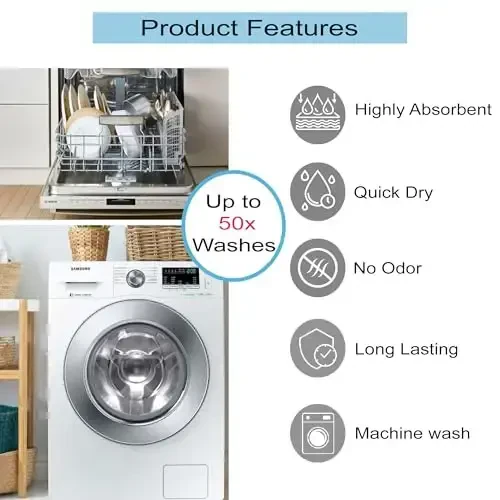 Amour Infini Oshxona uchun Shved Salfetkalari 8 dona, Tselluloza gubkali salfetkalar, Hidsiz qayta ishlatiladigan tozalovchi salfetkalar, Juda yutuqchan idish salfetkasi Oshxona, Hammam uchun (8