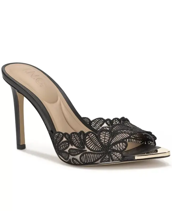 Amra Dress Slide Sandals, Created for Modazone - Black Lace - I.N.C. INTERNATIONAL CONCEPTS