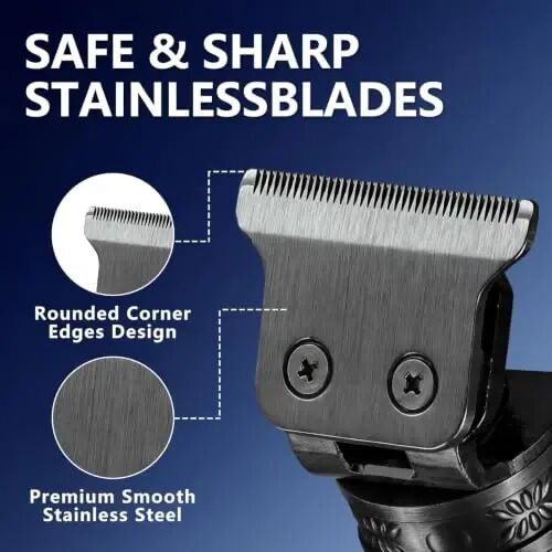AMULISS Beard Trimmer for Men,Vintage Hair Trimmer, LED Rechargable (Black) | Multifunctional,180-min Running Time,All-Metal Body,T- blade trimmer for beard,haircut,Carving,body hair,balding trimming - 3