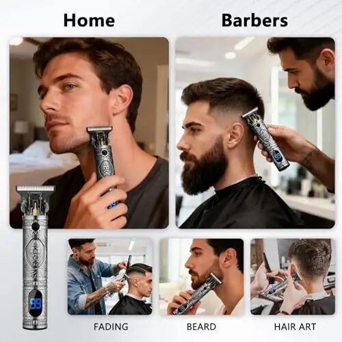 AMULISS Men’s Beard & Hair Trimmer, Zero Gapped Professional Hair Clipper | Multifunctional,180-min running time,all-metal body,T- blade trimmer for beard,haircut,carving,body hair,balding trimming - 3